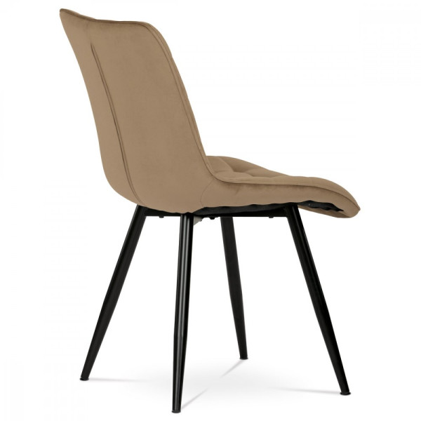 Jídelní židle BECCA — kov, látka, černá / cappucino