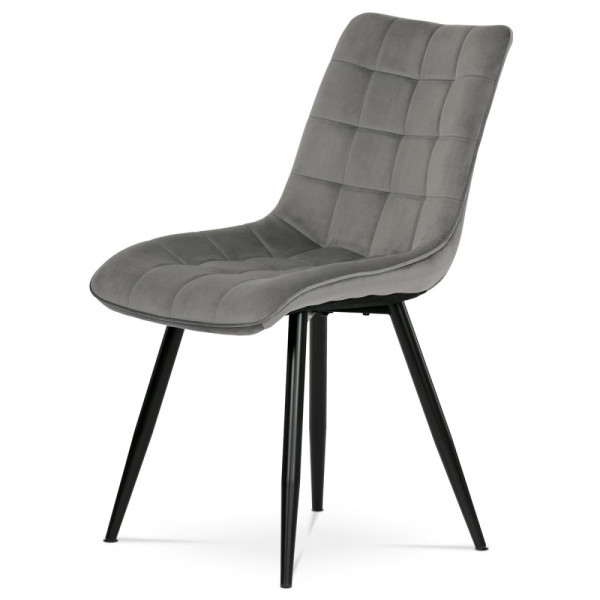 Jídelní židle BECCA — kov, látka, černá / šedá