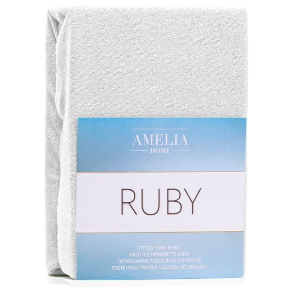 Froté prostěradlo s gumou AmeliaHome Ruby bílé, velikost 220-240x220+30