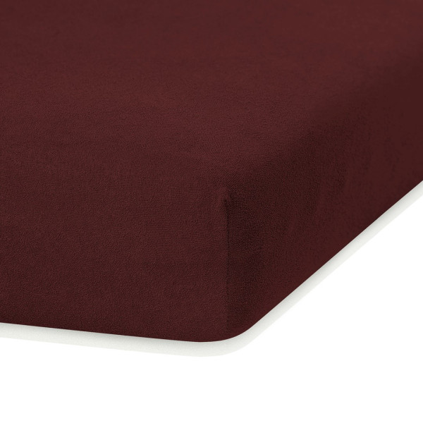 Froté prostěradlo s gumou AmeliaHome Ruby hnědé, velikost 200-220x200