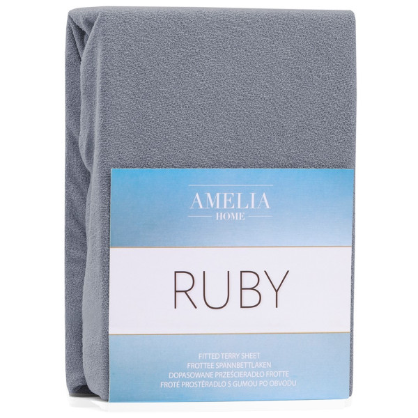 Froté prostěradlo s gumou AmeliaHome Ruby tmavě šedé, velikost 220-240x220+30