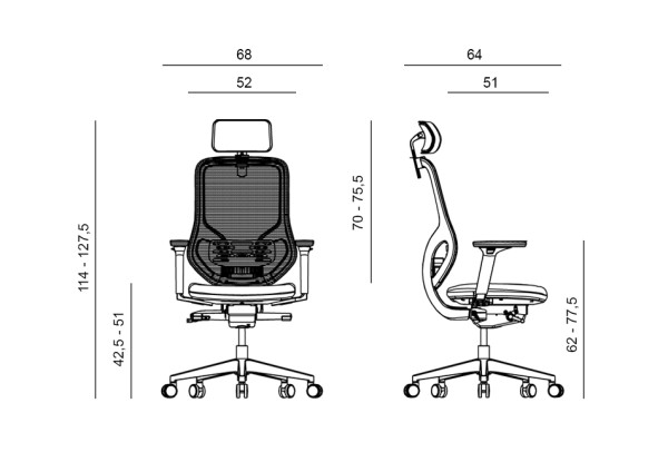 Kancelářská ergonomická židle ATOMIC — látka / síť, černá, nosnost 130 kg