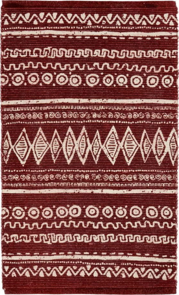 Červeno-bílý bavlněný koberec Webtappeti Ethnic, 55 x 140 cm