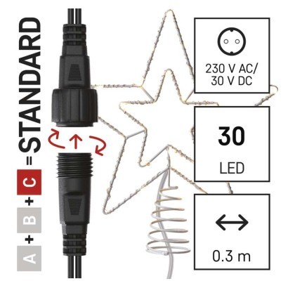 EMOS Standard LED spojovací vánoční hvězda KIFO 28,5 cm teplá bílá