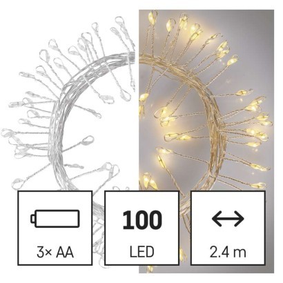 EMOS Vánoční LED řetěz Nanos ježek s časovačem 2,4 m teplá bílá