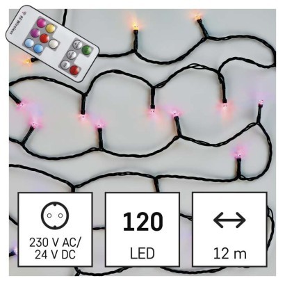 EMOS LED vánoční řetěz Mauve 12 m s časovačem, programy a ovladačem RGB