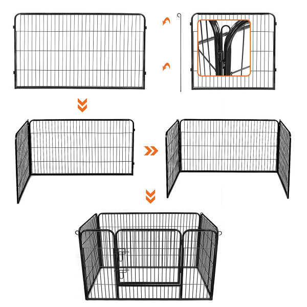 SONGMICS Ohrádka pro zvířata Liftera 122 cm černá