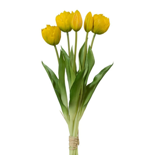 Umělý svazek tulipánů 5 ks žlutá, v. 38 cm