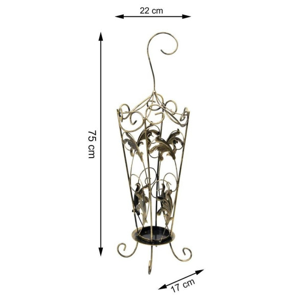 DekorStyle Kovový stojan na deštníky JASPER 75 cm černo-zlatý