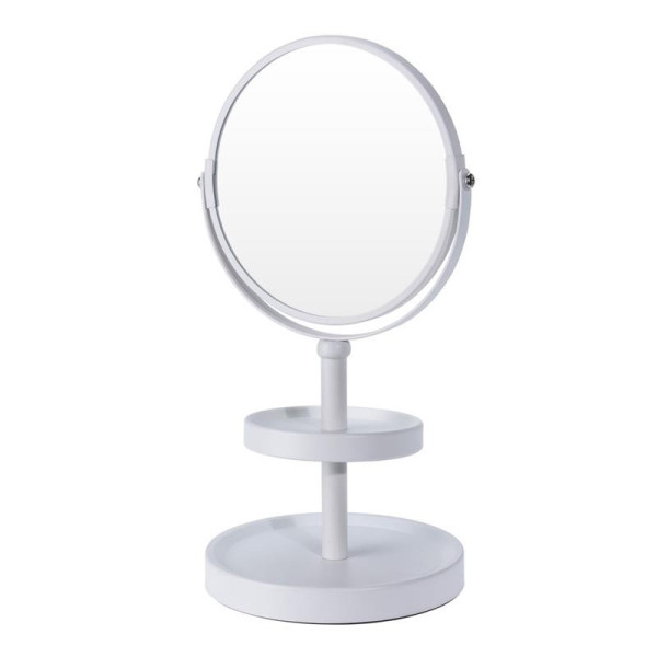 DekorStyle Oboustranné zrcadlo s poličkou Pretty bílé