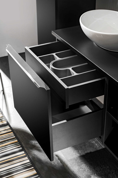 ArtCom Koupelnová skříňka s umyvadlem a deskou SANTA FE Black DU140/2 | 140 cm
