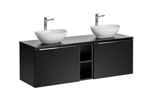 ArtCom Koupelnová skříňka s umyvadlem a deskou SANTA FE Black DU140/2 | 140 cm
