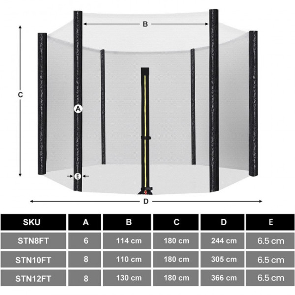 Ochranná síť na trampolínu a kryt okraje 366 cm, STN012Q01