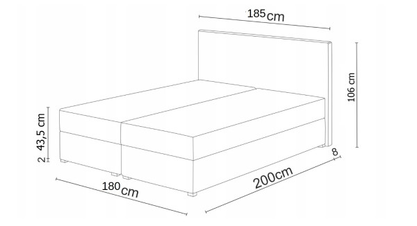 Čalouněná postel CESMIN 180x200 cm, šedá se vzorem/bílá