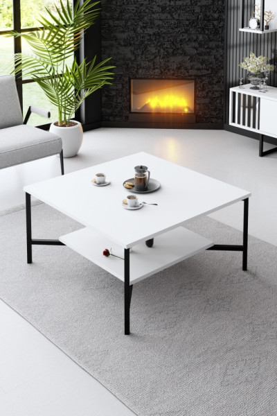 Konferenční stolek ALIBABA, bílá/černá