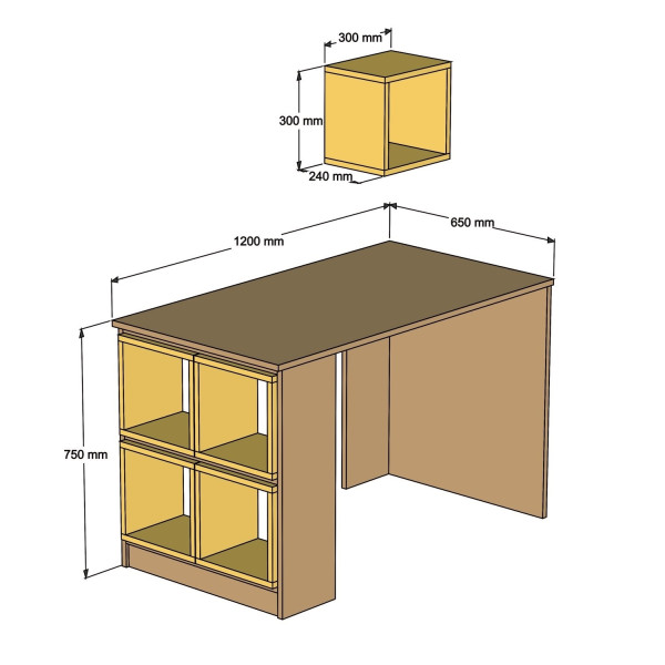 Studijní stůl AMBER, vlašský ořech/bílá