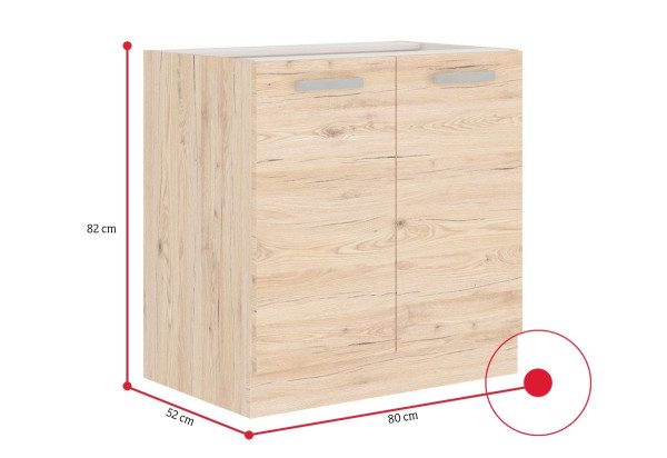 Expedo Kuchyňská skříňka dřezová TOULOUSE 80 ZL 2F BB + kuchyňský dřez, 80x82x52, dub Bordeaux