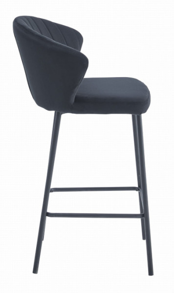 Set čtyř barových židlí GATTA sametové černé (černé nohy) 4 ks