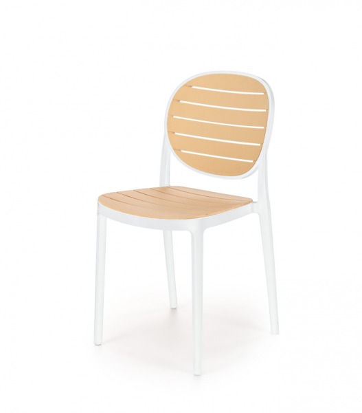 Jídelní židle SABO — plast, bílá / přírodní