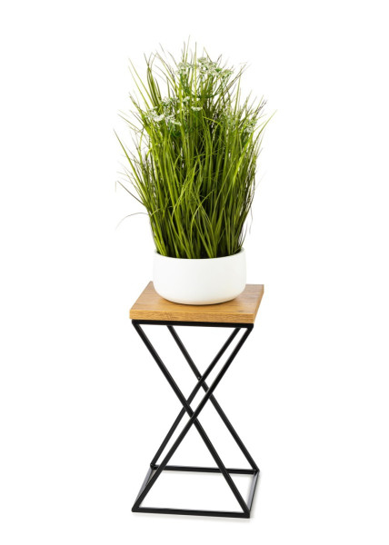 DekorStyle Květinový stojan LOFT I 40 cm černý/dub lancelot