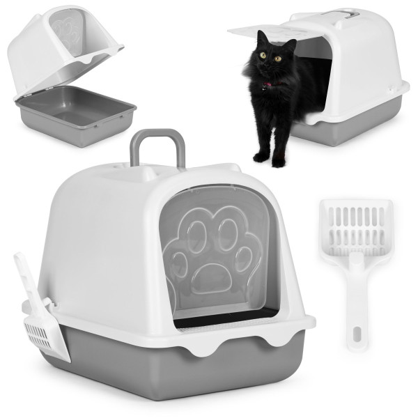 PETSI Kočičí toaleta KUWETA s dvířky a lopatkou šedá