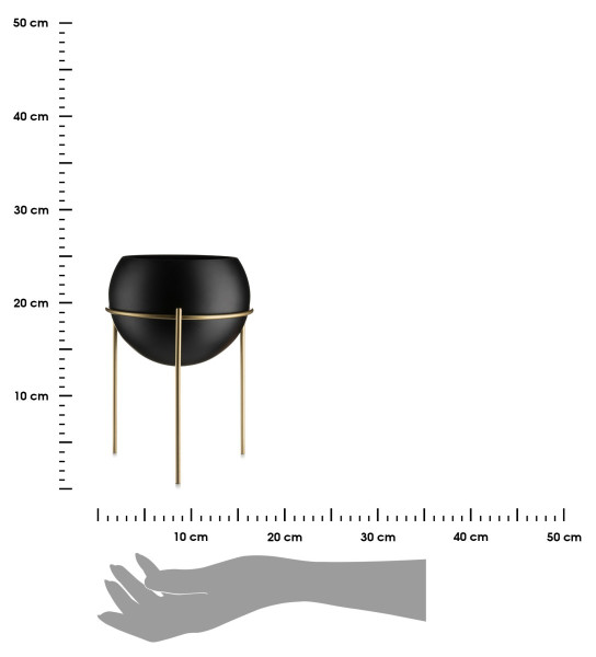 DekorStyle Květináč na stojanu LOFT I 25 cm černý/zlatý