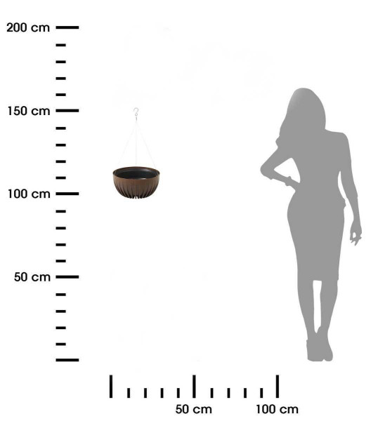 DekorStyle Závěsný květináč STRIPPED ECO 30 cm kávově hnědý