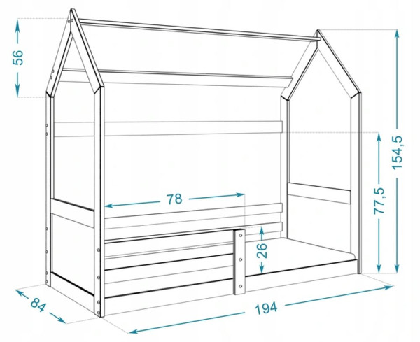 AJK - meble AJK meble Dětská postel ve tvaru domečku Miki 80x160 cm + rošt
