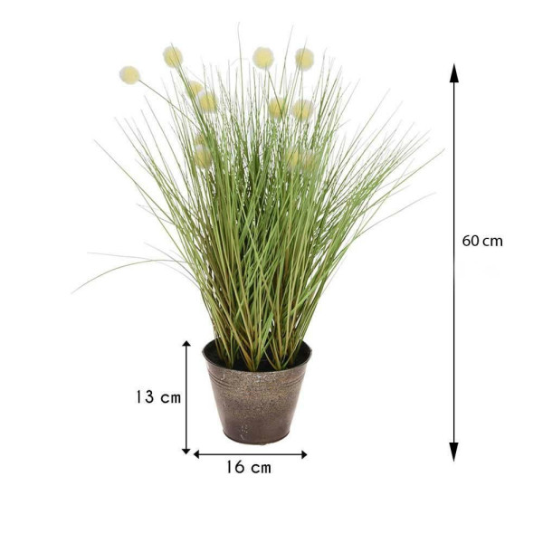 DekorStyle Umělá květina Grass White 60 cm zelená/bílá