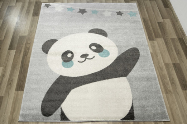 Dětský koberec Emily Kids 5864A Panda šedý / tyrkysový