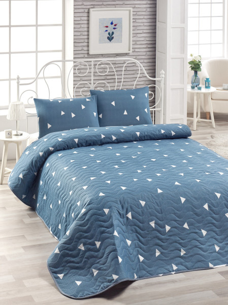 Lessentiel Sada přehozu na postel Kofa s polštářem160x220 cm modrá