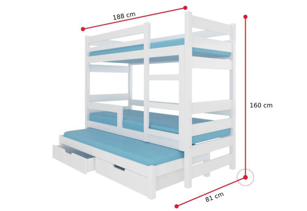 Expedo Dětská patrová postel MARLOT, 180x75, bílá