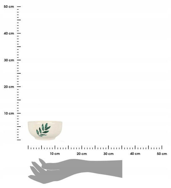 DekorStyle Porcelánová miska Leaf 370 ml bílá/zelená