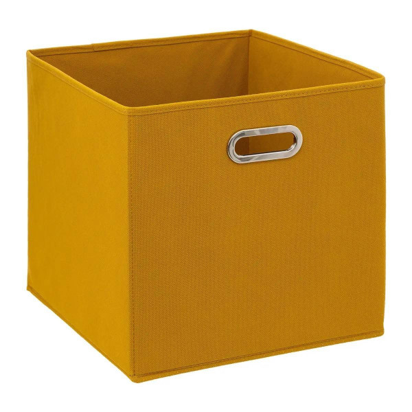 DekorStyle Úložný box Textilie 31x31 cm hořčicově žlutý