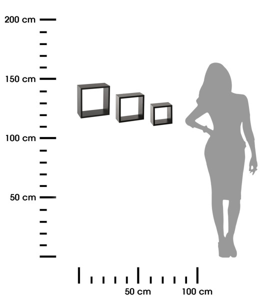 DekorStyle Sada 3 nástěnných polic CUBERLY černá