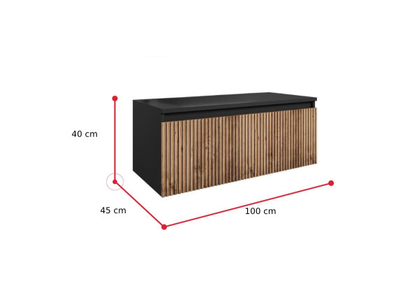 Expedo Koupelnová skříňka pod umyvadlo WOTANA, 100x40x45, dub wotan/černá