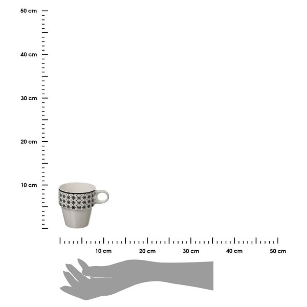 DekorStyle Sada stojanu a 4 ks šálků BOHEMIA 260 ml černá/bílá