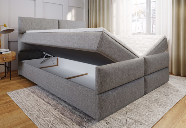 Expedo Čalouněná postel boxspring MILON + topper, 140x200, sawana 05