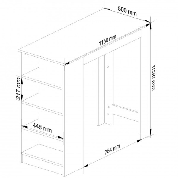 Barový stůl 115cm bílý/dub sonoma