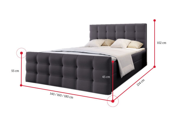 Expedo Čalouněná postel boxspring SAIMON + topper, 160x200, Soft 29