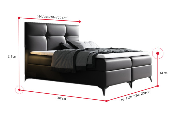 Expedo Čalouněná postel boxspring LINDT + topper, 160x200, madryt 1100