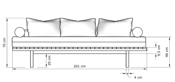 MarLiving Rozkládací pohovka LE MAR 01 201 cm z masivu/oranžová