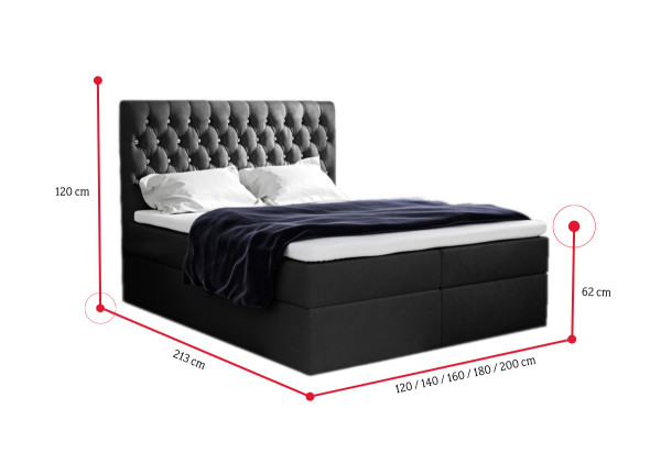 Expedo Čalouněná postel boxspring TOMIO + topper, 160x200, jasmine 100