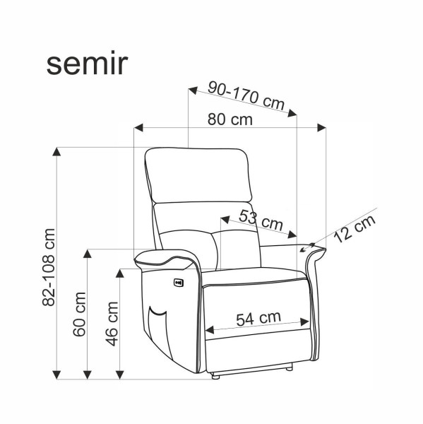 HALMAR Polohovací křeslo SEMIR s USB portem hořčicové