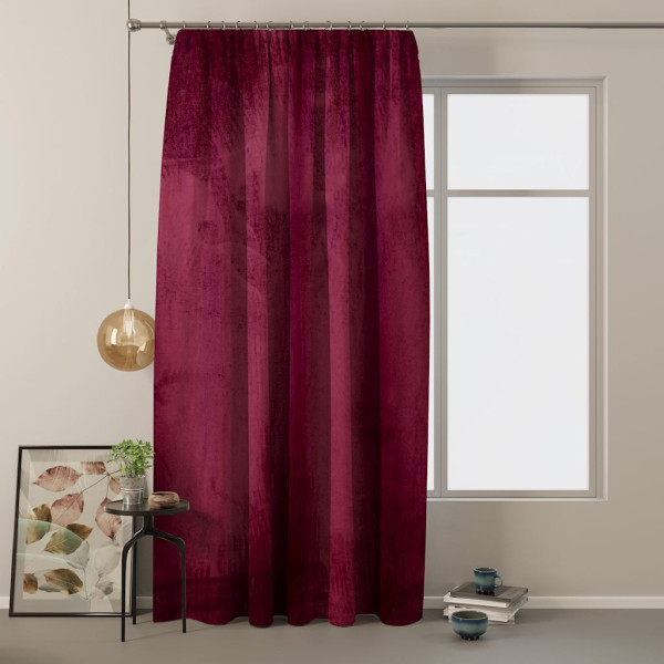 AmeliaHome Závěs Amelia Home Velvet s řasící páskou vínově červený, velikost 140x270