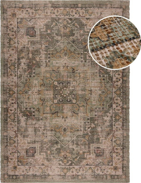 Khaki ručně tkaný koberec s příměsí juty 120x170 cm Selena Jute Traditional – Flair Rugs