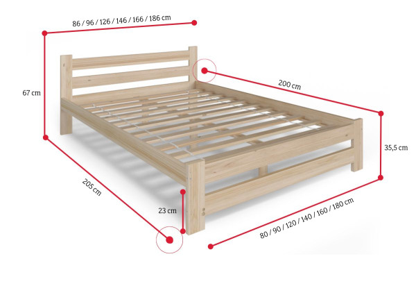 Expedo Postel z masivu HEUREKA + pěnová matrace DE LUX 14 cm + rošt ZDARMA, 90x200, bílá